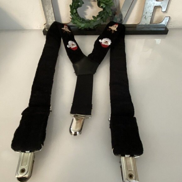 Toddlers Kids Black Suspenders Christmas Tree Santa Adjustable Clip On Y Back - Picture 11 of 16